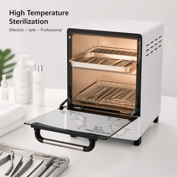 Sterilizator Profesional Instrumente Manichiura/Pedichiura 250°C, 12L, 1000W, Timer 30 min, Tip Pupinel (Dry Heat), Vionex alb
