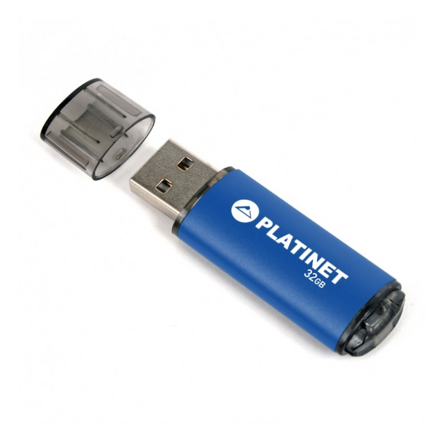 Stick memorie 32GB Platinet PMFE32, USB 2.0, carcasa aluminiu, albastru