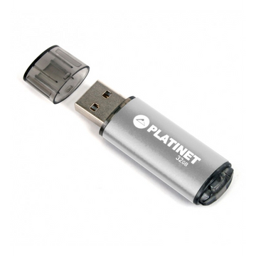 Stick memorie 32GB Platinet PMFE32, USB 2.0, carcasa aluminiu, argintiu