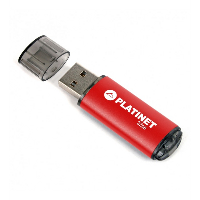 Stick memorie 32GB Platinet PMFE32, USB 2.0, carcasa aluminiu, rosu