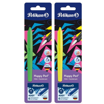 Stilou Pelikan Happy Pen 822343, varf M, alimentare rezerve, corp plastic , +6 rezerve
