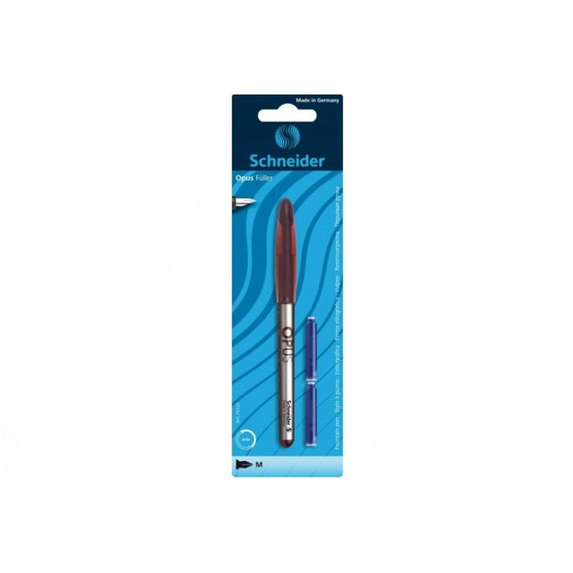 Stilou Schneider Opus 422084 76120 2904-RV, penita iridium M, alimentare rezerve, grip ergonomic, blister (+2 rezerve)