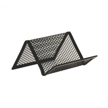 Suport pentru carti de vizita Office Cover, plasa metalica, 5.6x6.6x11.4cm, metalic, negru