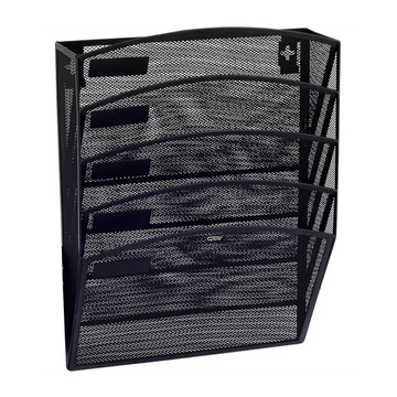 Suport documente Grand GR-080, 43.5x30.8x7.8cm, vertical, de perete, 5 compartimente, plasa metalica, negru
