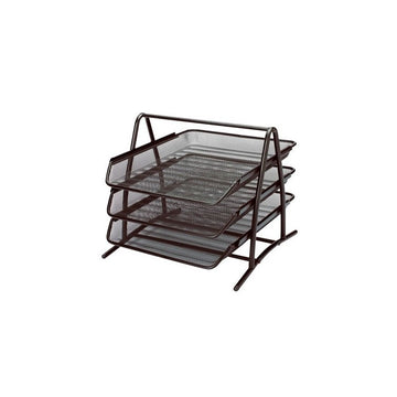 Tavita documente Office Cover, 3 nivele, plasa metalica, negru