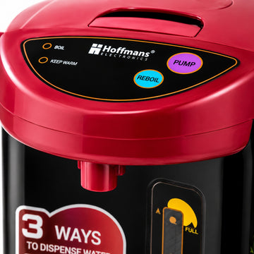 Termopot electric, Dispenser apa fierbinte/fierbator 6.8L Hoffmans HM-2568, 1000W, functie mentinere la cald, Negru/Roz