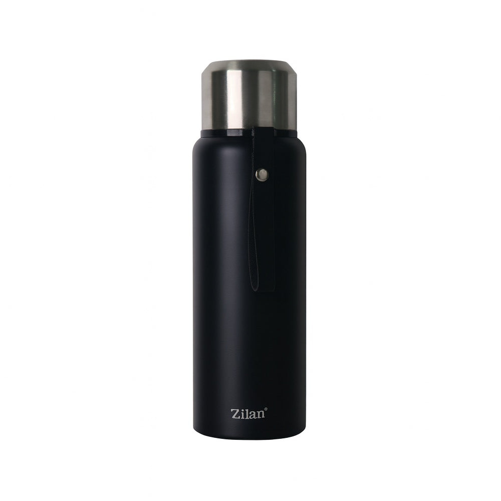 Termos portabil ZILAN, 1L, inox, pereti dublii, mentine 24h rece / 12h cald, ZLN9914, negru