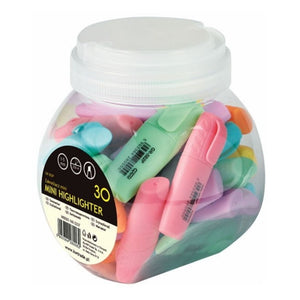 Textmarker Grand mini GR-502P, varf tesit, 1-5mm, borcan 30buc, 6 culori pastel (verde, roz, orange, galben, albastru, mov)