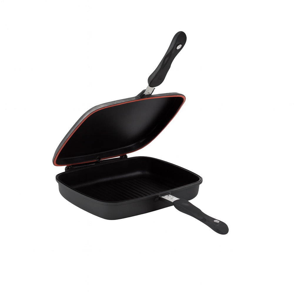Tigaie dubla FLORIA, 30cm, aluminiu parti detasabile, suprafata antiaderenta, usor de curatat, ZLN7019, negru