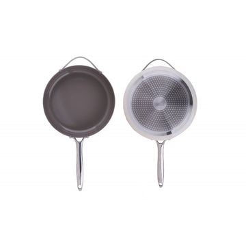 Tigaie inalta cu capac Zilan ZLN0880, 5 straturi, inox si ceramica, compatibila inductie, 28 cm, maner nituite