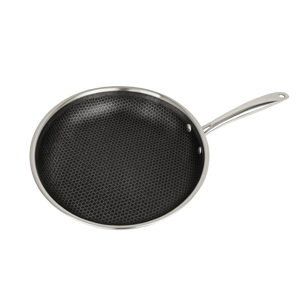 Tigaie tri-ply inox 24 cm, 1.4L, Zilan ZLN9662, Hexagonal Hybrid Nonstick, compatibila inductie, antiaderenta si rezistenta la zgarieturi
