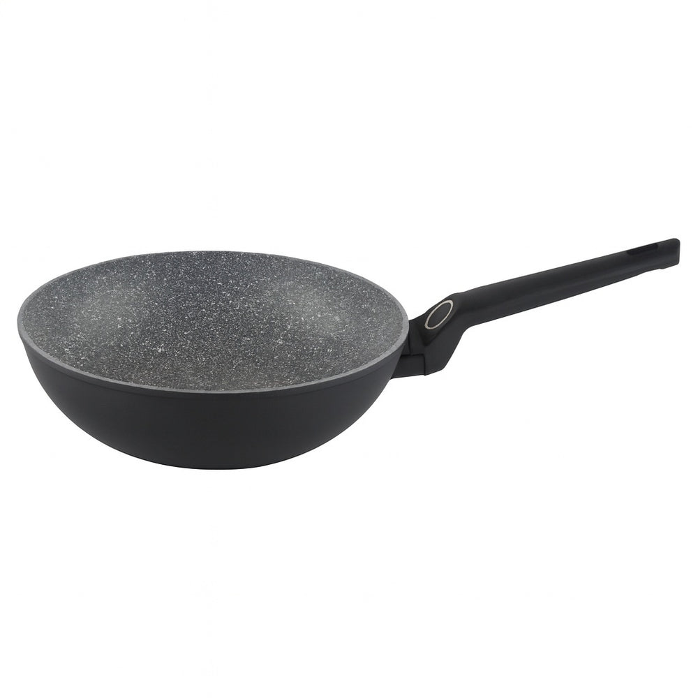 Tigaie wok ZILAN, 28cm, aluminiu interior granit PFOA Free, compatibil inductie, maner soft touch, ZLN3345, gri