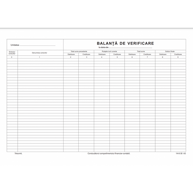Tipizat - balanta verificare - A3, landscape, simplu