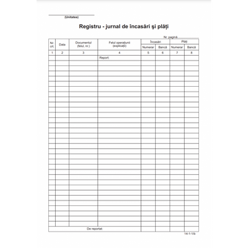 Tipizat - registru jurnal incasari si plati - A4, portret, simplu, 100 file