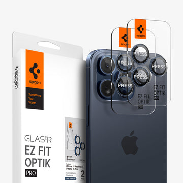 Folie Camere pentru iPhone 15, Pro/ 15 Pro Max, AutoAlign, Lens KIT - Titan Blue