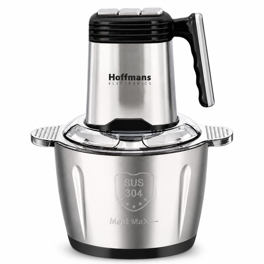 Tocător Electric Hoffmans HM-8832, 1800W, Bol Inox 3.5L, 4 Lame din Oțel Inoxidabil, Argintiu/Negru
