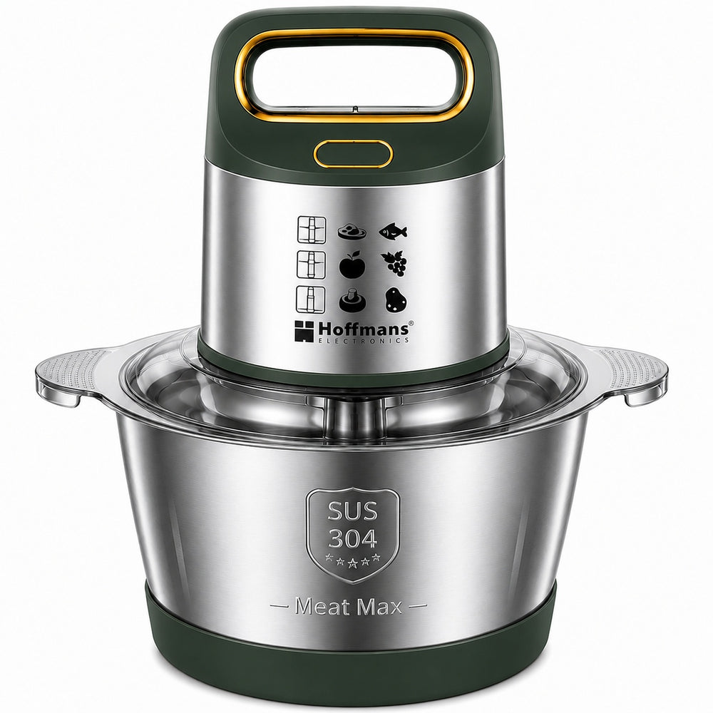 Tocator Electric Hoffmans HM-8847, 1800W, Bol Inox SUS304 3.5L, 4 Lame Tip S, Motor cu Cupru Pur, Auriu/Verde