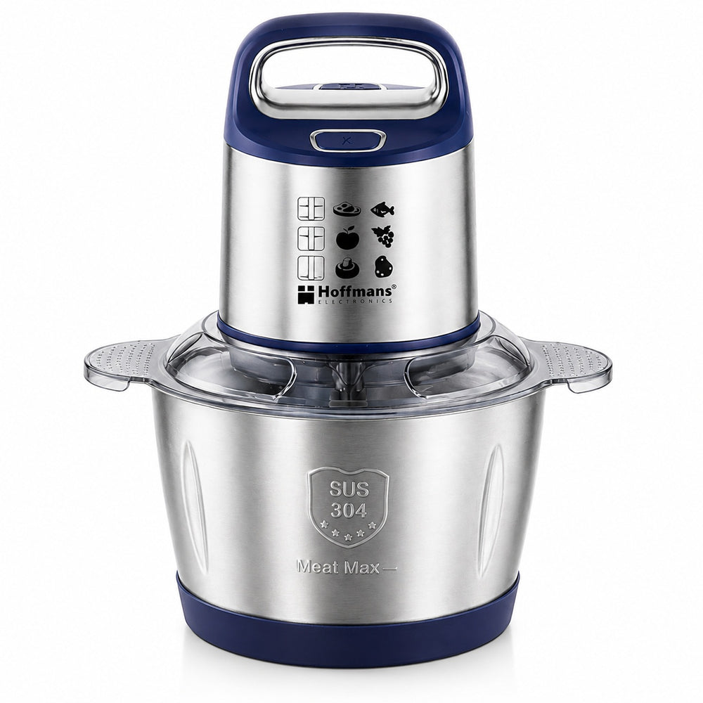Tocator Electric Hoffmans HM-8847, 1800W, Bol Inox SUS304 3.5L, 4 Lame Tip S, Motor cu Cupru Pur, Argintiu/Albastru