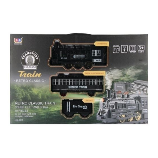 Tren MegaCreative 567177, locomotiva 13x5x3cm, sina 140cm, 2 vagoane, necesita 4 baterii AA