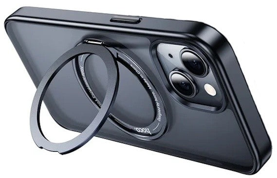 Husa Hoco AS1 pentru iPhone 15, MagSafe, Ring Stand, Frosted - Negru