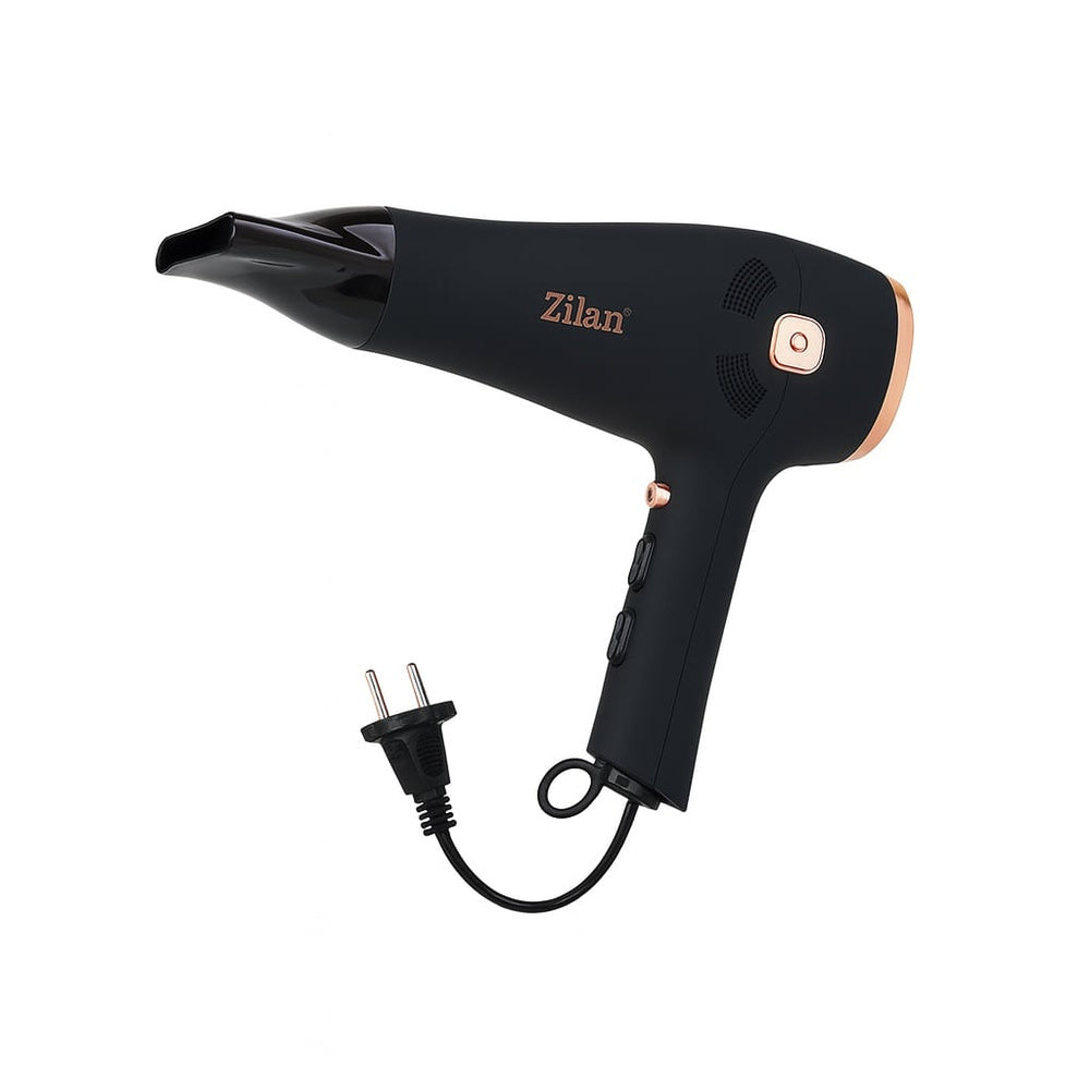 Uscator de par Zilan ZLN9143, 2000W, 3 trepte temperatura, 2 trepte viteza, functie ionica, aer cald si rece, cablu retractabil, negru