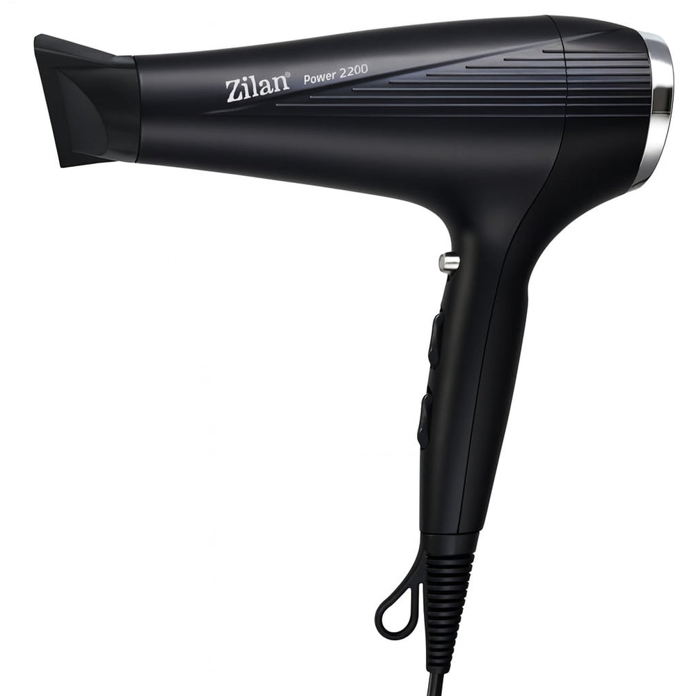 Uscator de par Zilan ZLN9389, 2200W, motor AC, 2 trepte viteza, 3 trepte temperatura, functie ionica, aer cald si rece, difuzor si concentrator, negru