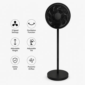 Ventilator cu picior Zilan ZLN2563, 50W, 3 trepte viteza, oscilatie, negru