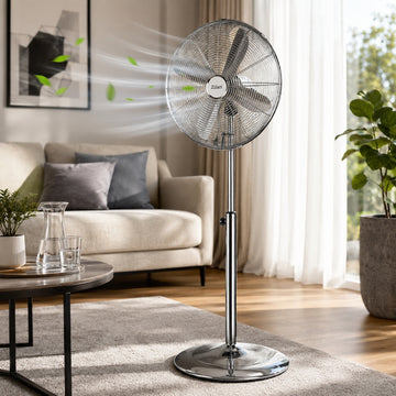 Ventilator inox cu picior Zilan ZLN1112, 50W, 3 viteze, oscilatie, 120 cm
