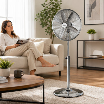 Ventilator inox cu picior Zilan ZLN1112, 50W, 3 viteze, oscilatie, 120 cm