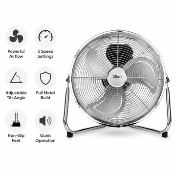 Ventilator inox cu suport Zilan ZLN2348, 50W, 36 cm, 3 viteze, argintiu