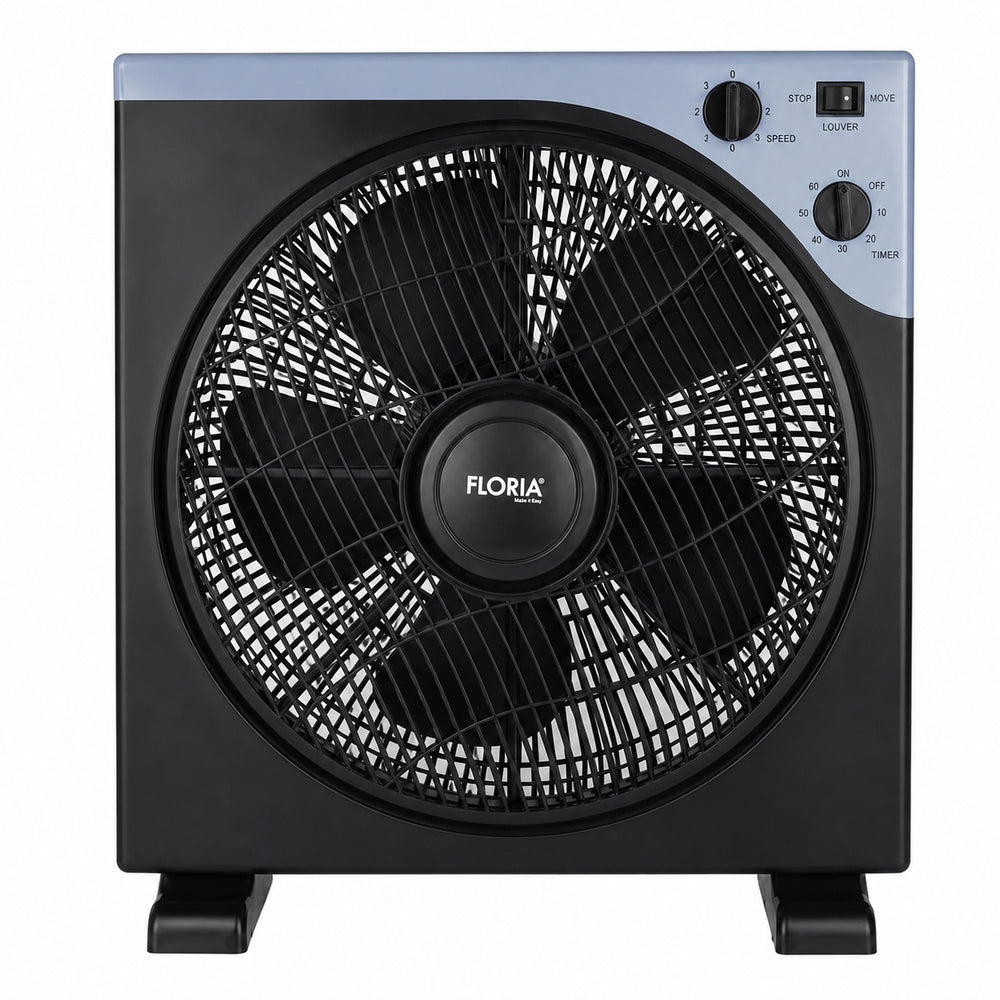 Ventilator patrat Floria ZLN2355, 40W, timer, 30 cm, 3 viteze, negru