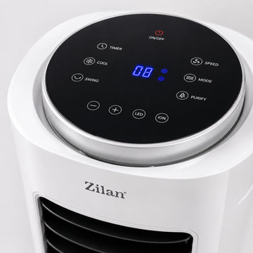Ventilator racitor si purificator aer Zilan ZLN1314, 65W, rezervor 7L, timer, telecomanda, alb