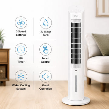 Ventilator turn Zilan ZLN1030, rezervor 3L, Touch, 3 trepte, Timer 12h, racire eficienta