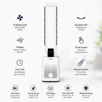 Ventilator turn Zilan ZLN1085, fara palete, 50W, 12 viteze, Timer 15h, LED, telecomanda