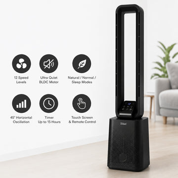 Ventilator turn Zilan ZLN1087, fara palete, 50W, Timer, display LED, telecomanda, design modern