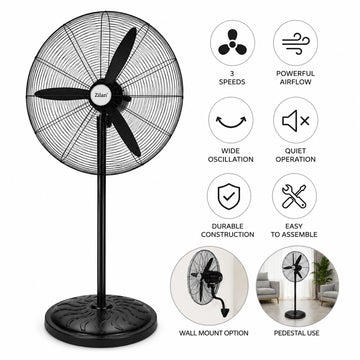 Ventilator Zilan ZLN2549 cu picior sau perete, 130W, 68 cm, 3 viteze, oscilatie, argintiu