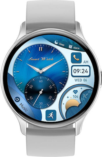 Ceas SmartWatch XO J5, Amoled, BT 5.0, 260mAh, Screen Pearl, Round Sport - Argintiu