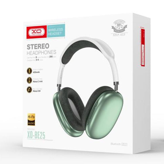 Casti Wireless XO BE25, Over Ear, BT 5.0, 300h StandBy, Gaming, Stereo - Verde