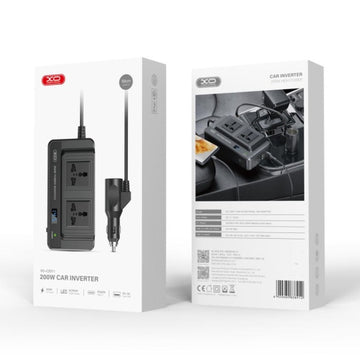Invertor Auto XO CZ011, 200W, RMS, Iesire 220V, 1xUSB-C, 2xUSB-A, Indicator LED - Negru