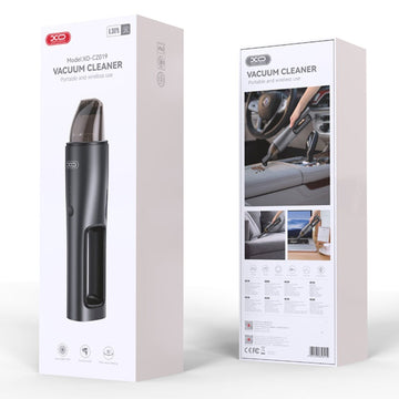 Aspirator Portabil XO CZ019, Auto/Casa, 5000mAh, Motor cu Perii, Capacitate 120ml, Filtru - Negru