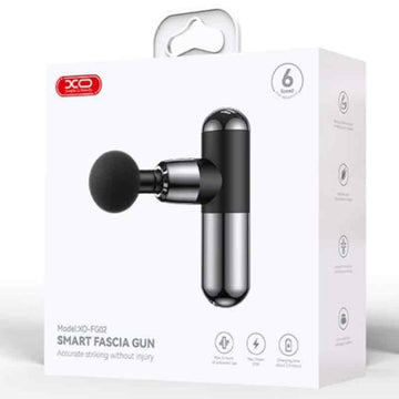 Aparat de Micro Masaj XO FG02, 900mAh, 6 Trepte de Viteza, Fascia Gun - Gri inchis
