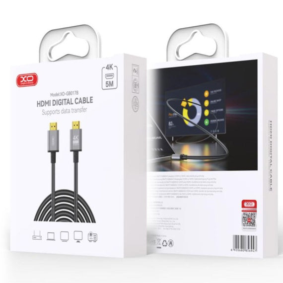 Cablu Audio si Video XO GB017B, HDMI la HDMI, HD 4k, 5m - Gri inchis