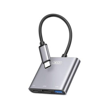 MultiHUB USB 3in1 XO HUB011, USB-C, HDMI, USB-A, Transmisie 5GBps, Functie de Incarcare, Tranish