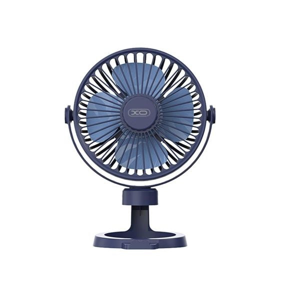 Cooler XO MF78, Mini Ventilator de Birou, Reincarcabil, 4 inch, 3 Viteze, 1200MAh - Albast