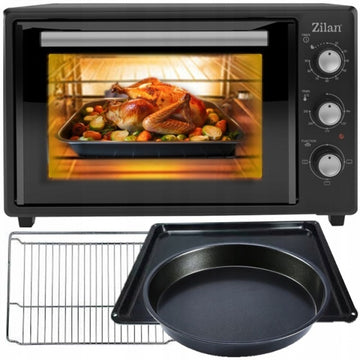 Zilan Cuptor electric ZLN8894, 1800 W, 35 L, geam dublu, 250°C, timer 90 min, negru