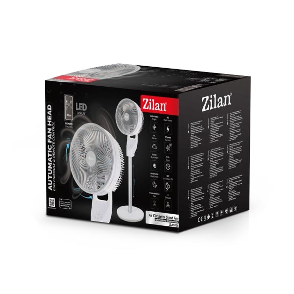 Zilan ZLN1016 – Ventilator de aer de birou, 60W, 3 viteze, telecomanda, negru