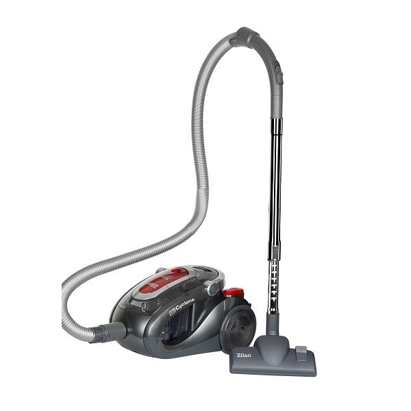 Zilan ZLN3529 - Aspirator fara sac, 2000W, HEPA, 2L, ciclonic, tub inox, accesorii incluse, Negru/Rosu