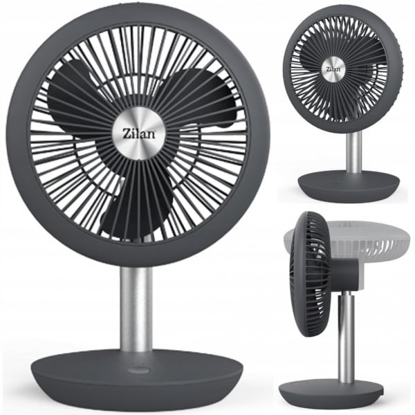 Zilan ZLN4000 – Ventilator portabil reincarcabil USB, 18 cm, 4 viteze, gri
