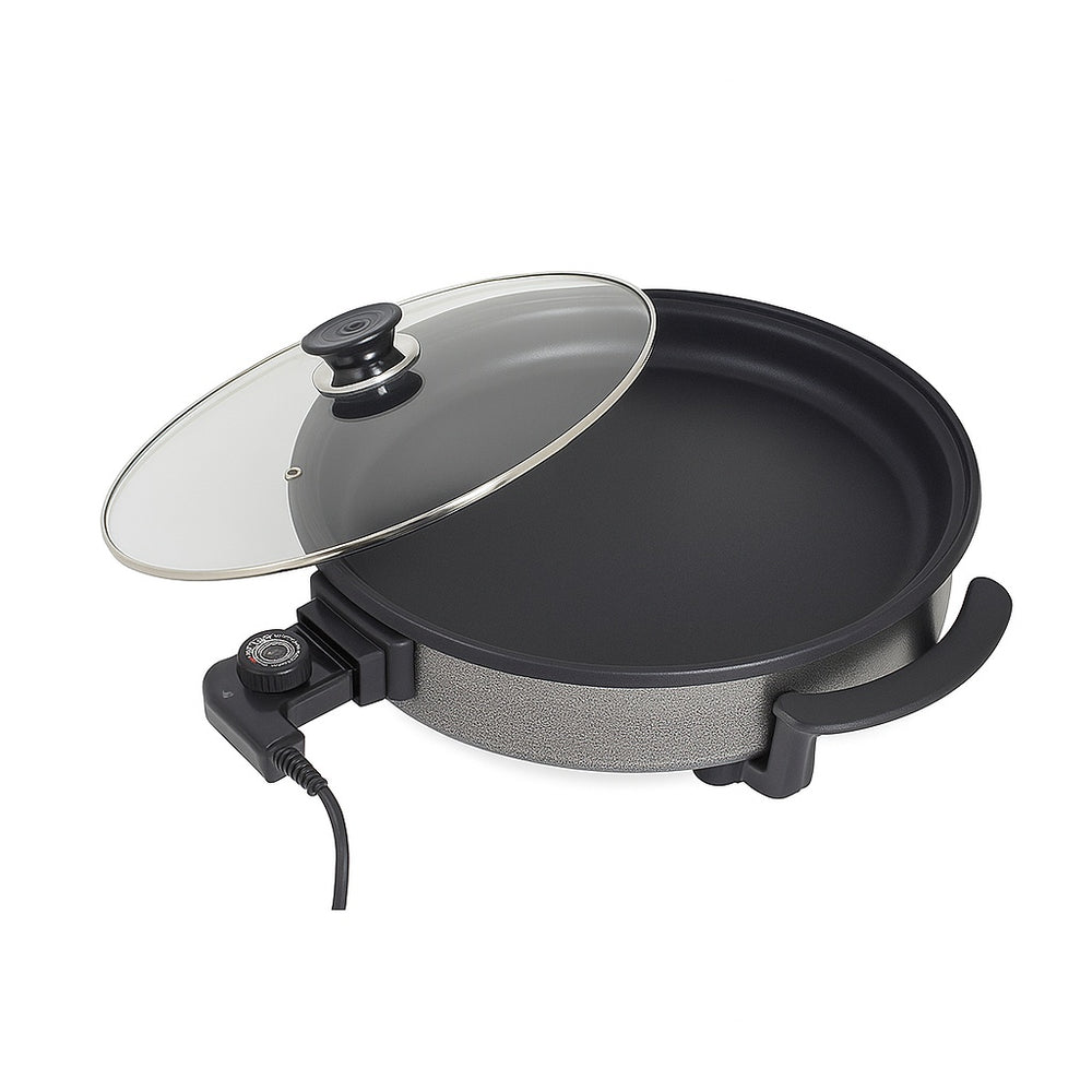 Zilan ZLN7870 – Tigaie electrica rotunda 38 cm, 1500W, pizza grill, capac sticlă, non-stick